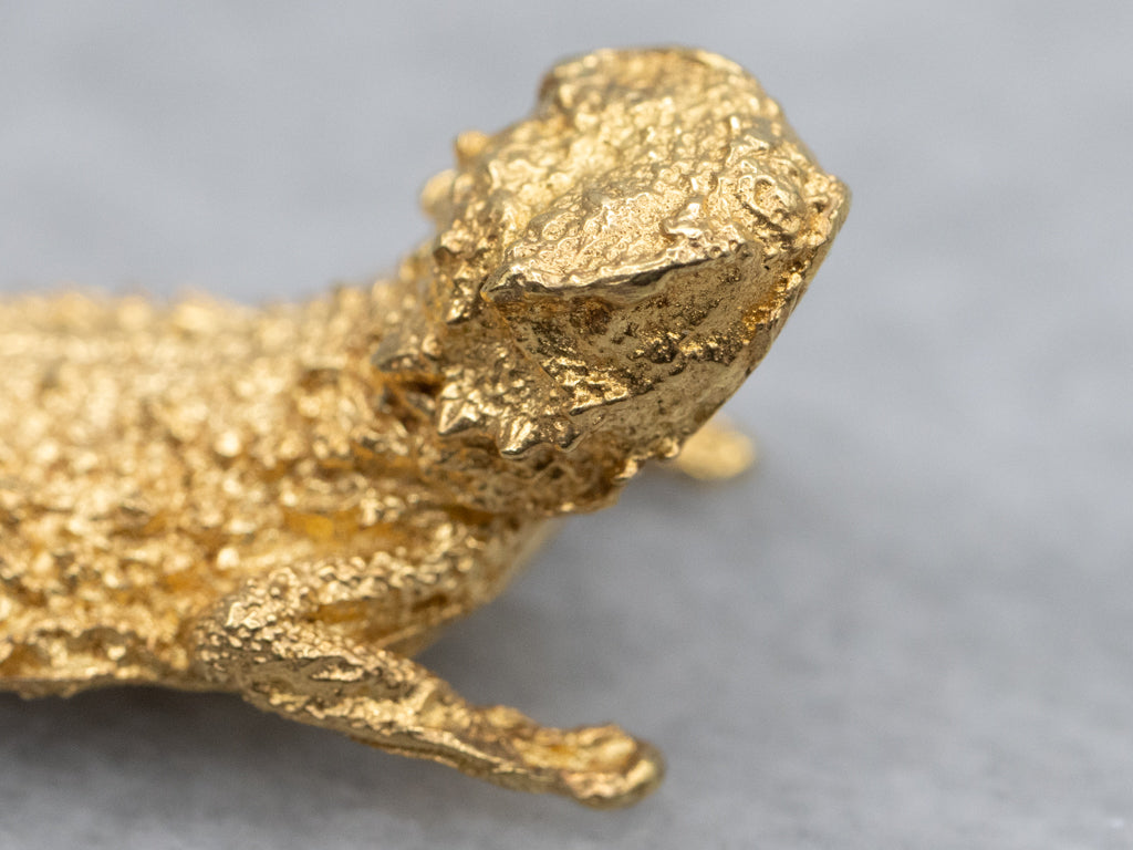 Textured Gold Bearded Dragon Pendant