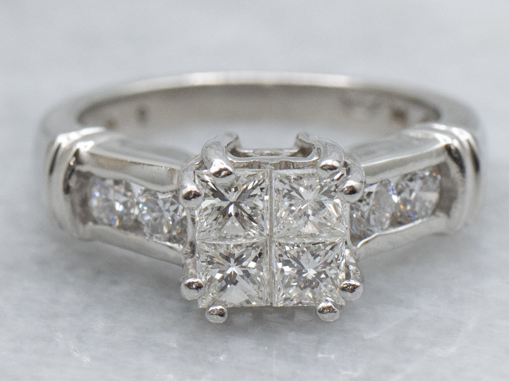 Modern Mix-Cut Diamond and Platinum Engagement Ring