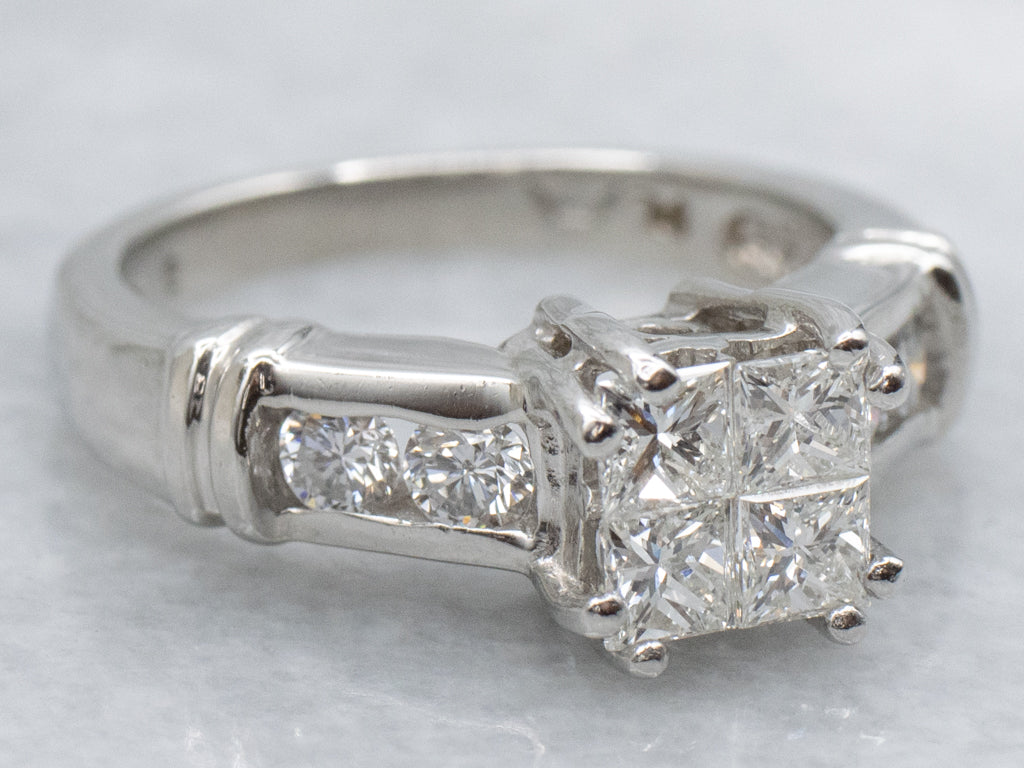 Modern Mix-Cut Diamond and Platinum Engagement Ring