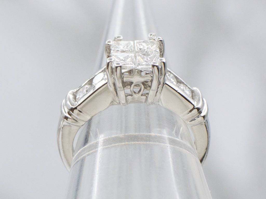 Modern Mix-Cut Diamond and Platinum Engagement Ring