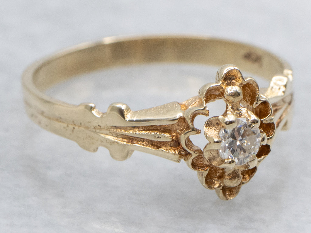 Antique Diamond Buttercup Solitaire Engagement Ring