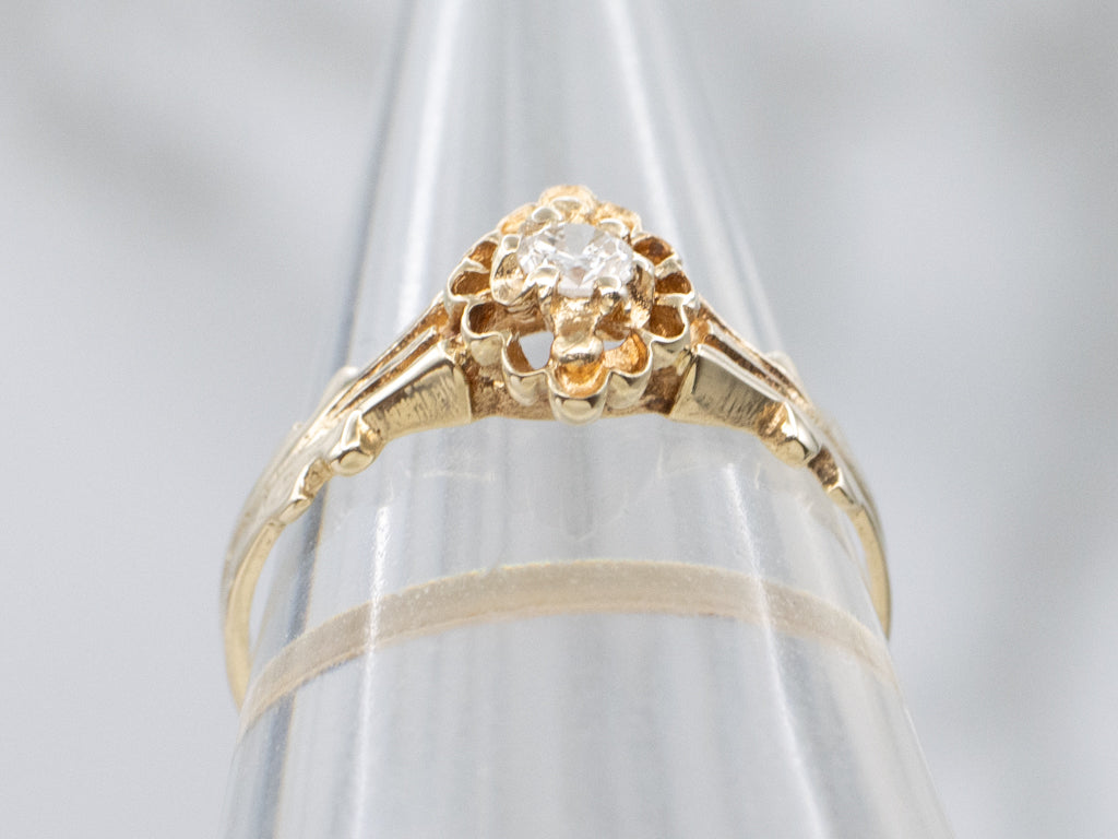 Antique Diamond Buttercup Solitaire Engagement Ring