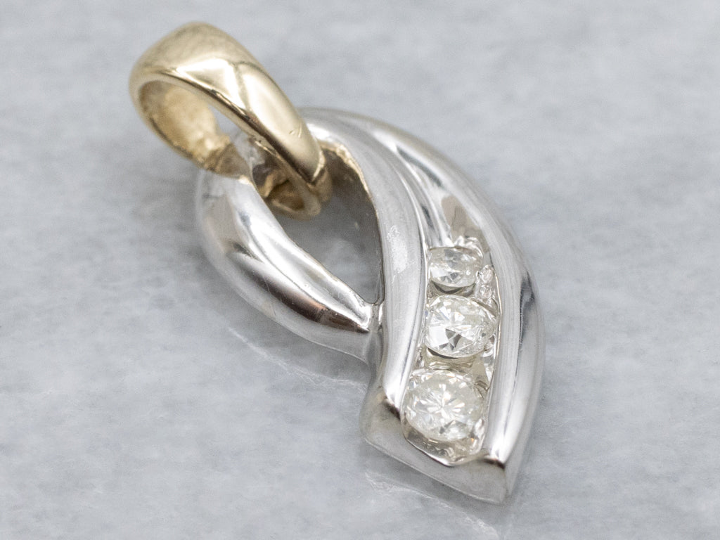 Two-Tone Gold Channel-Set Diamond Loop Pendant