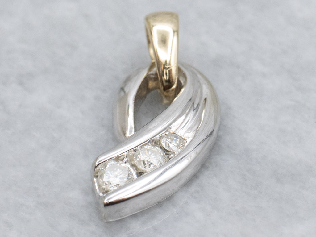 Two-Tone Gold Channel-Set Diamond Loop Pendant