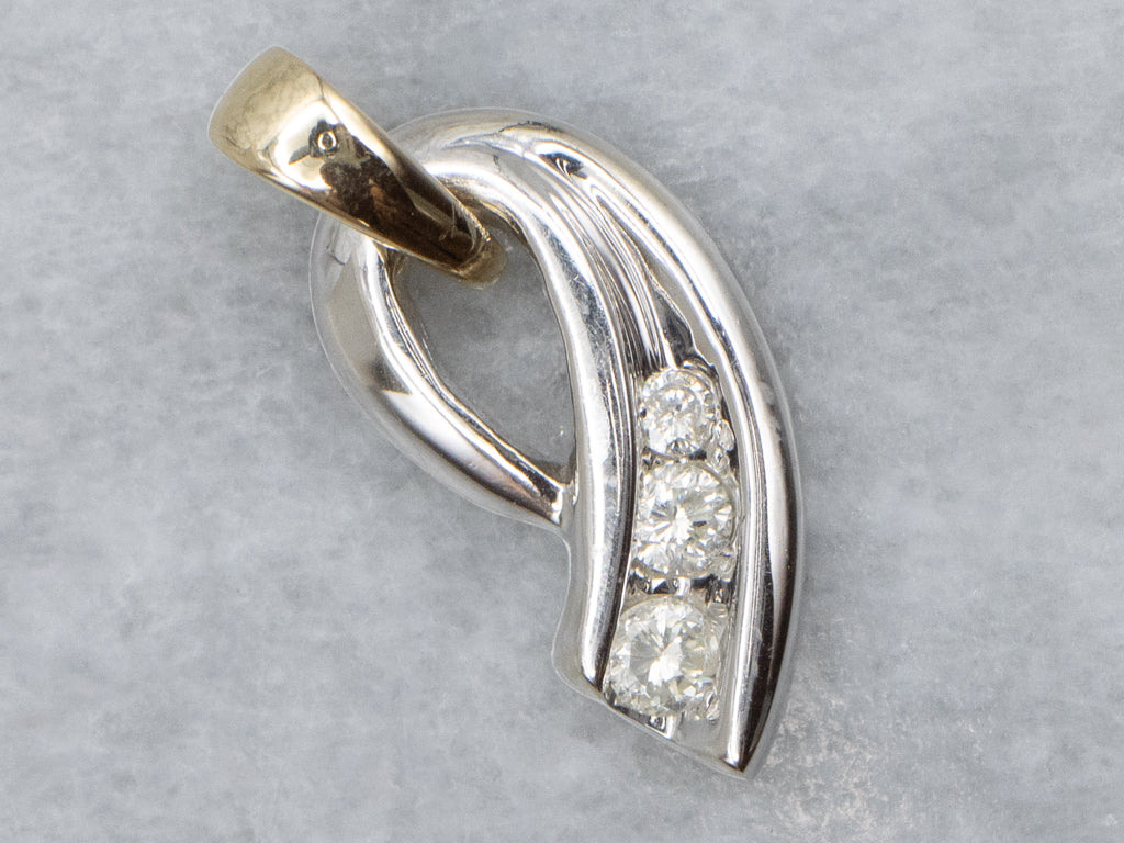 Two-Tone Gold Channel-Set Diamond Loop Pendant