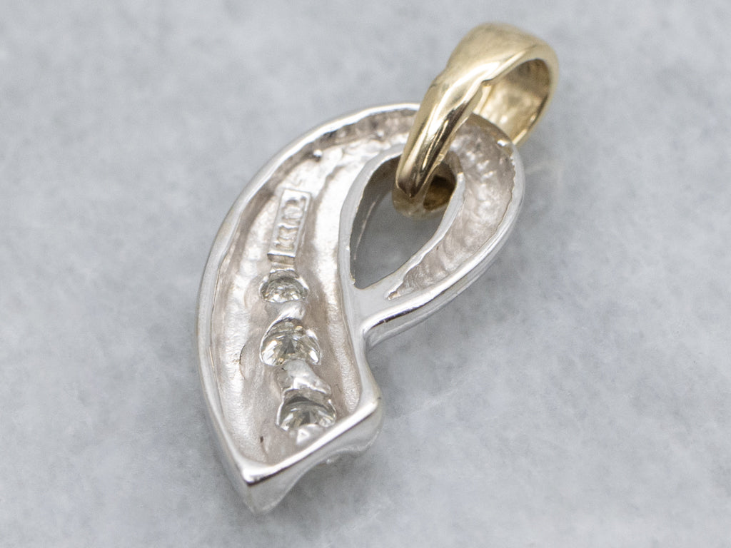 Two-Tone Gold Channel-Set Diamond Loop Pendant