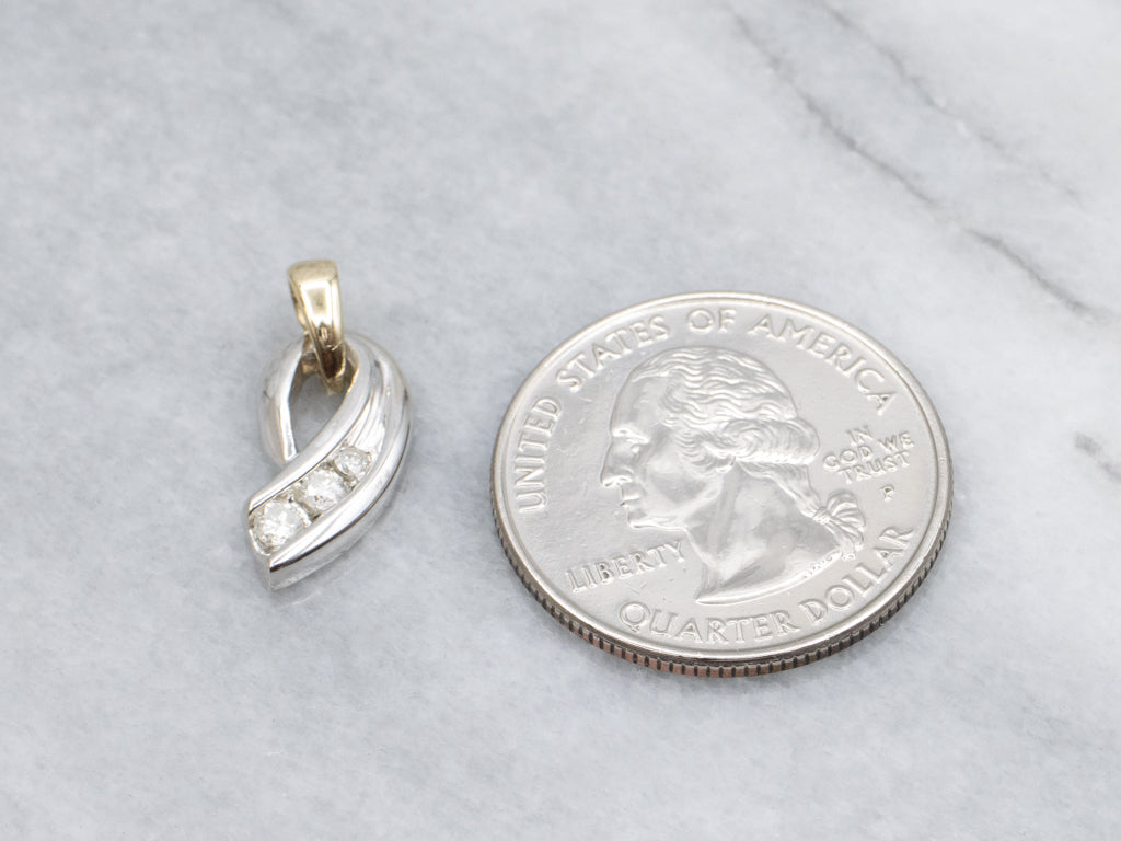Two-Tone Gold Channel-Set Diamond Loop Pendant