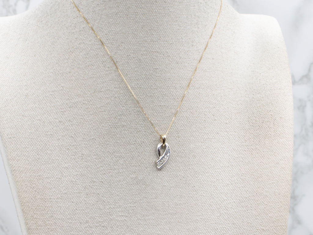Two-Tone Gold Channel-Set Diamond Loop Pendant