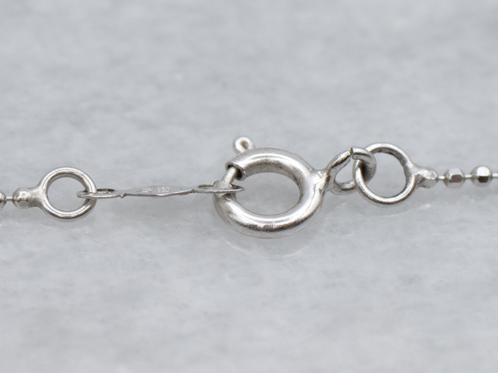 White Gold Blue Topaz Gemstone Station Necklace
