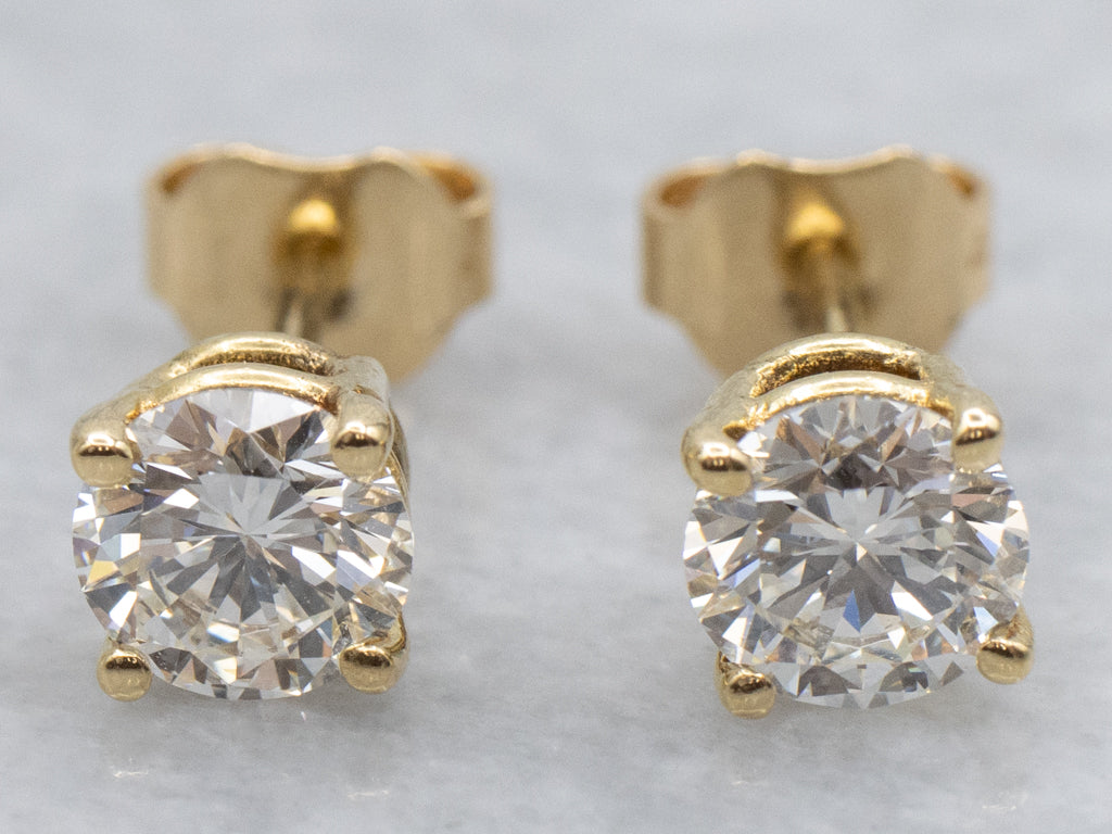 18-Karat Italian Gold Brilliant Diamond Stud Earrings