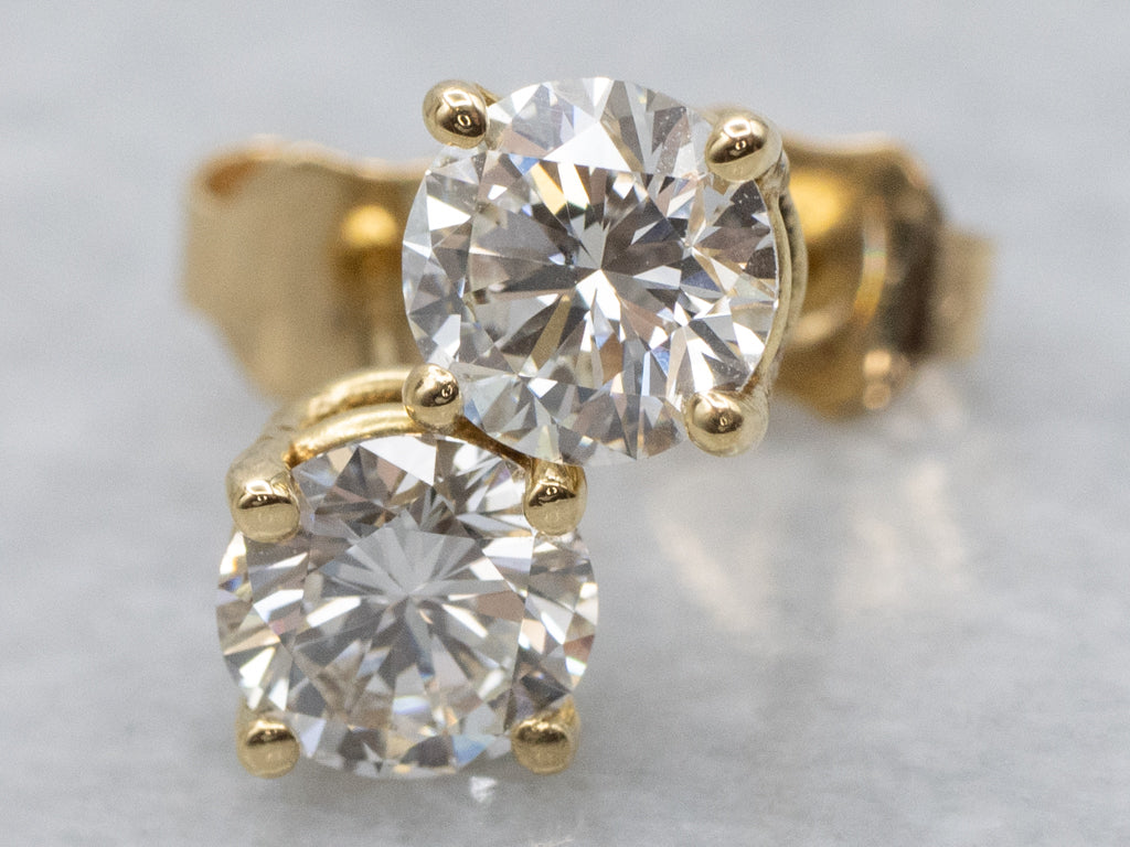 18-Karat Italian Gold Brilliant Diamond Stud Earrings