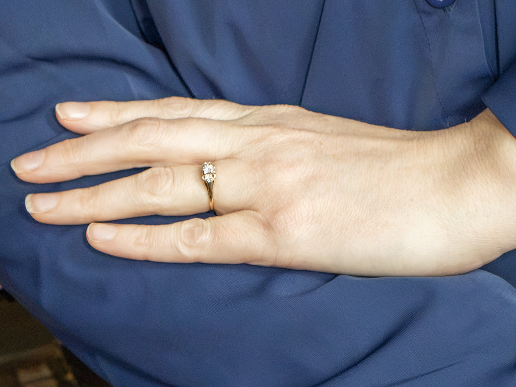 Three-Stone Vintage European Cut Diamond Engagement Ring