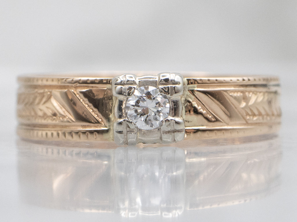 Mix-Era Diamond Solitaire Engagement Ring