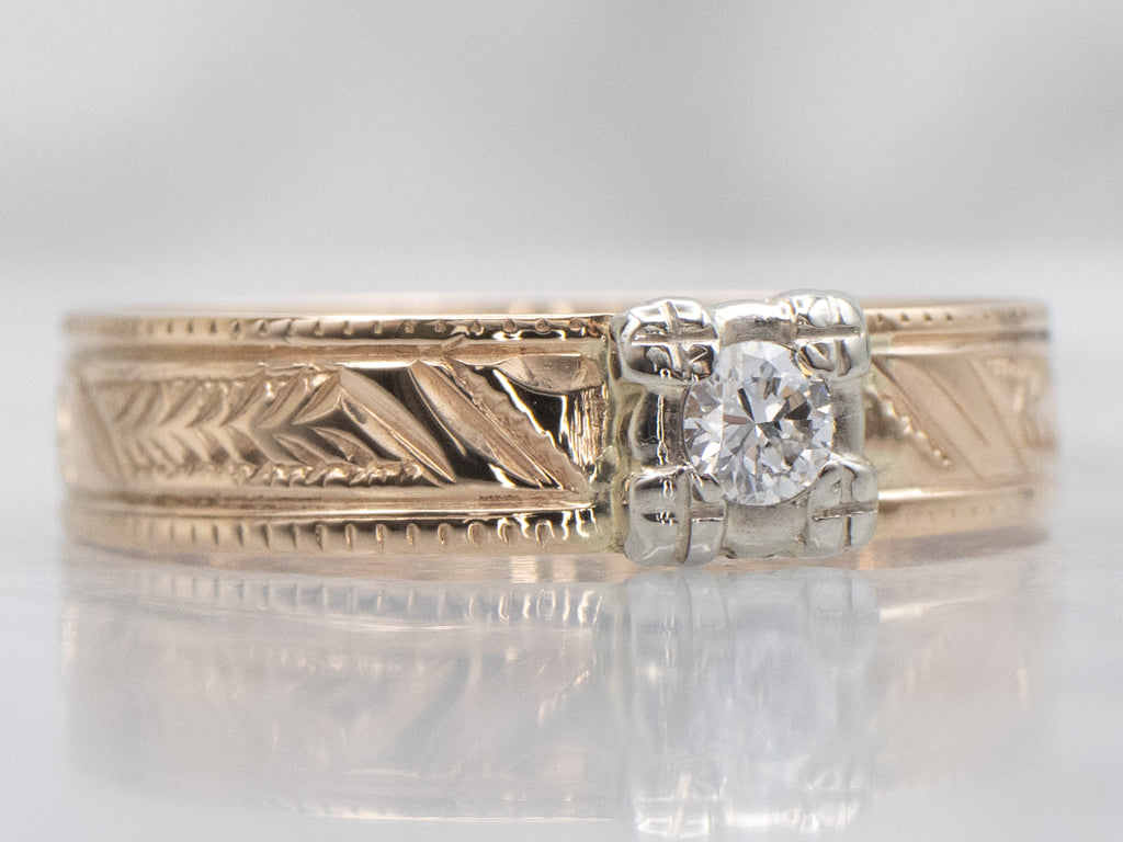 Mix-Era Diamond Solitaire Engagement Ring