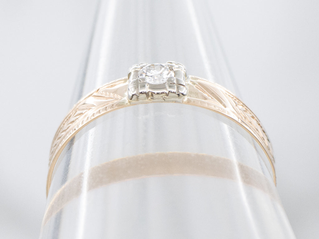 Mix-Era Diamond Solitaire Engagement Ring