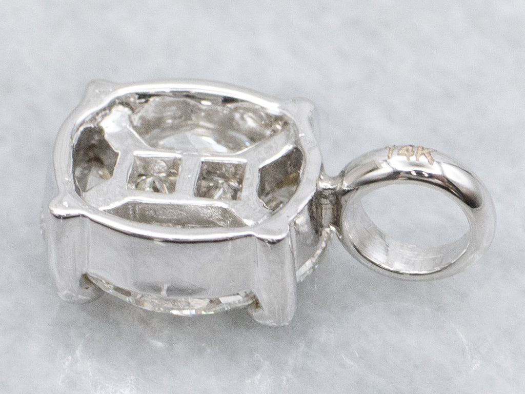 White Gold Mix-Cut Diamond Cluster Pendant