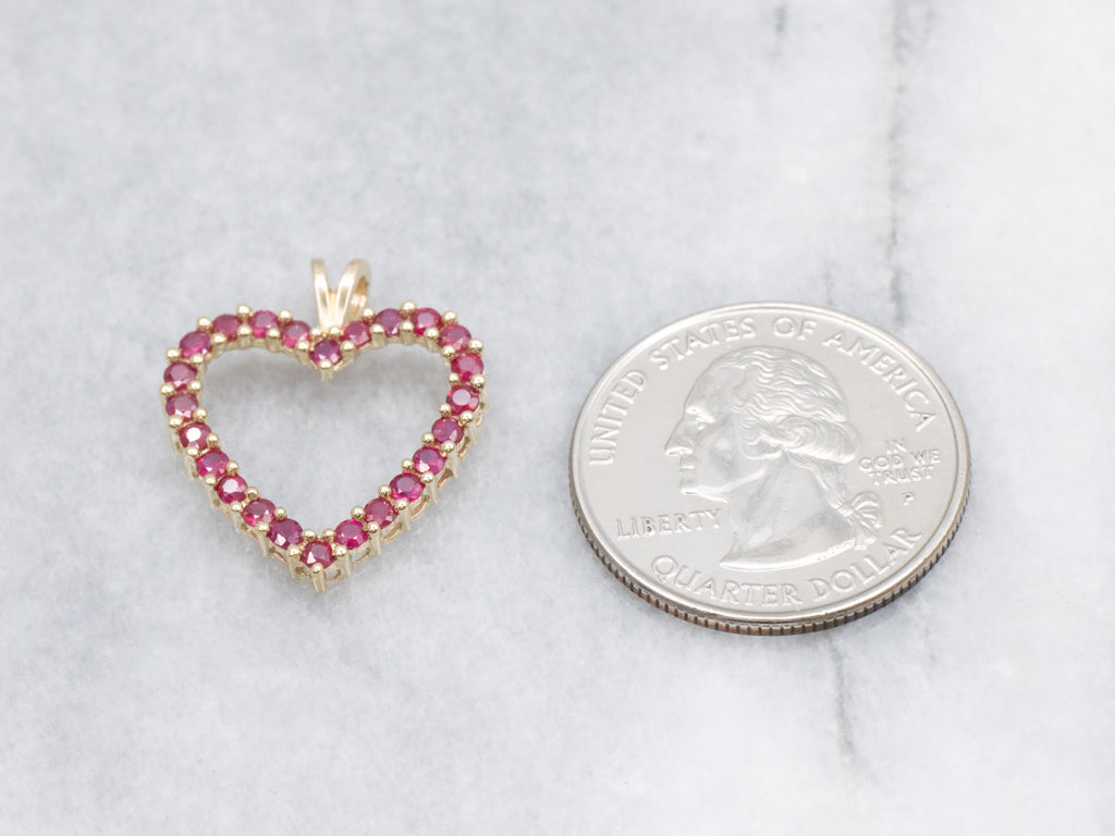 Yellow Gold Ruby Gemstone Heart Pendant