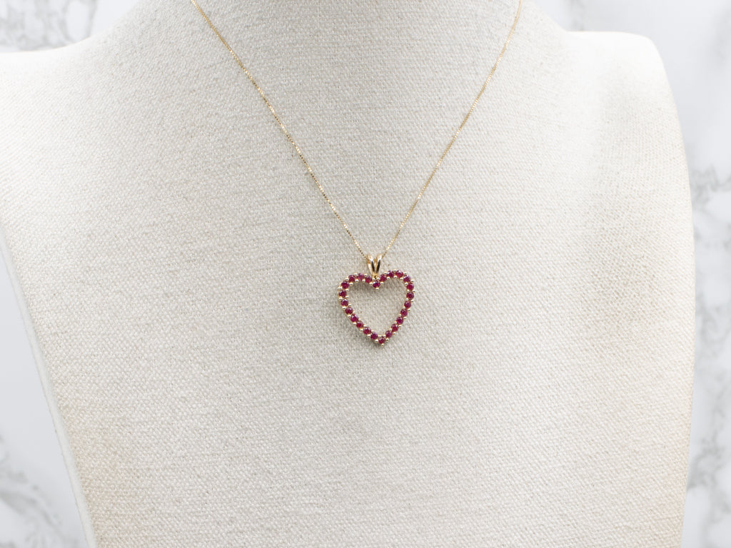 Yellow Gold Ruby Gemstone Heart Pendant