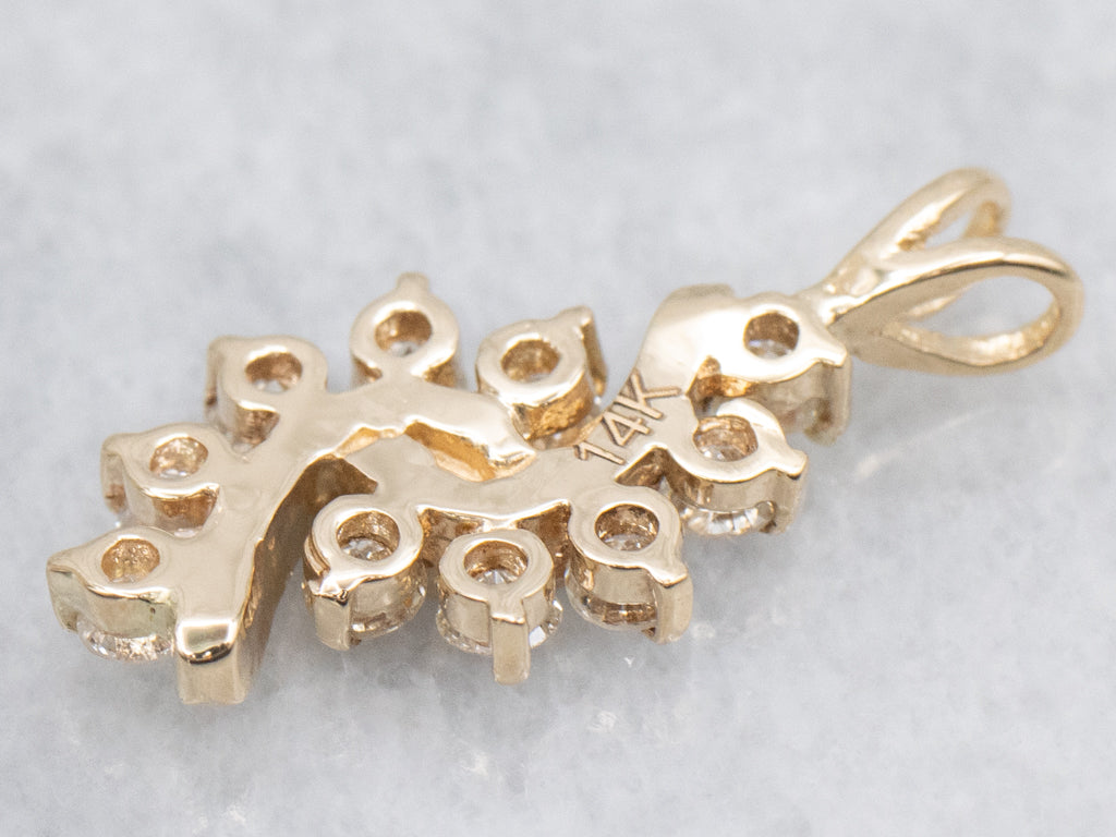 Curved Yellow Gold Diamond Pendant