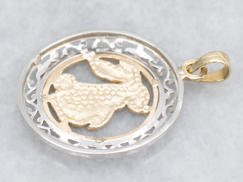 Mix-Era Rabbit and Gold Floral Filigree Pendant