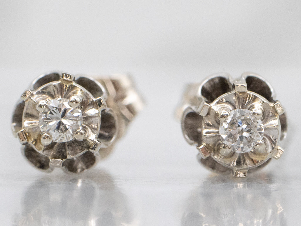 Buttercup-Set Round Brilliant Diamond Stud Earrings