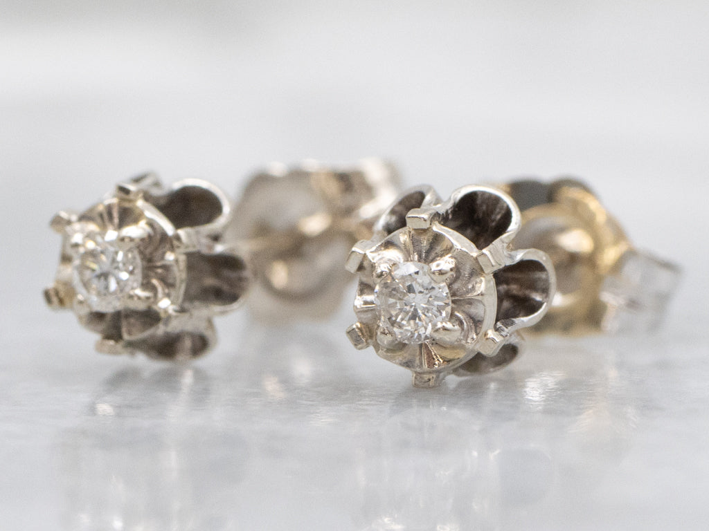 Buttercup-Set Round Brilliant Diamond Stud Earrings
