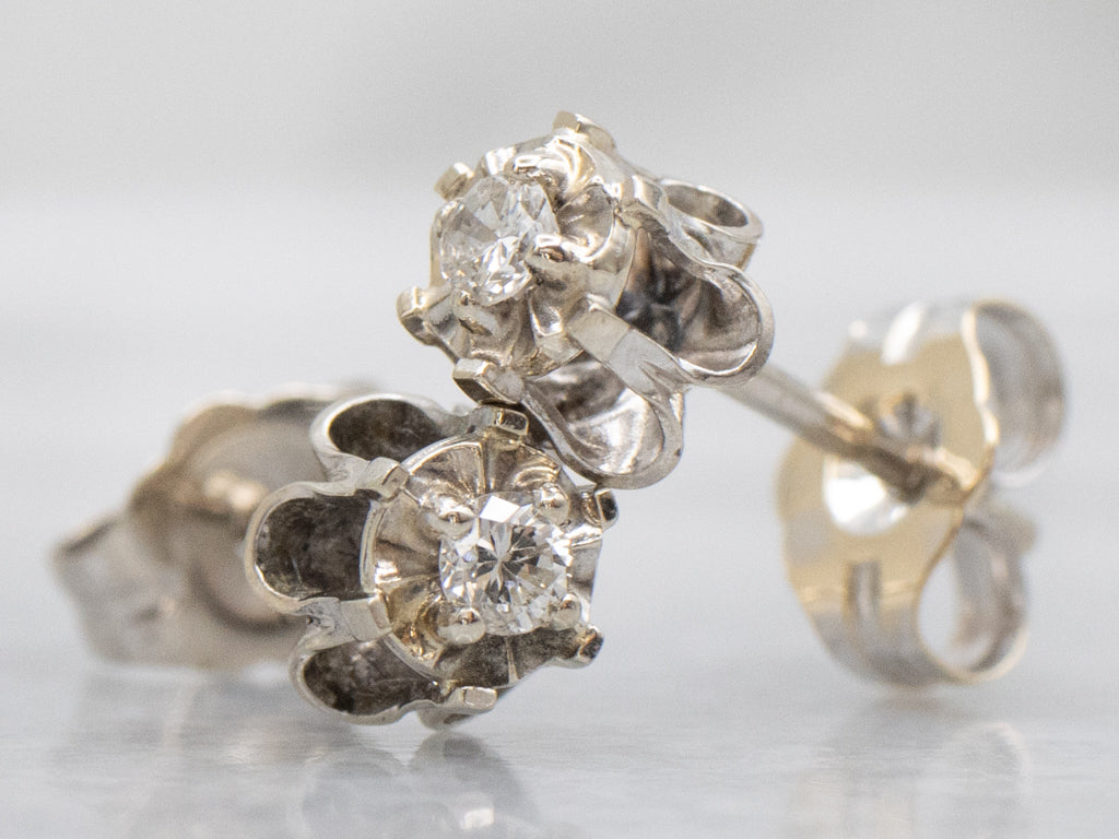 Buttercup-Set Round Brilliant Diamond Stud Earrings