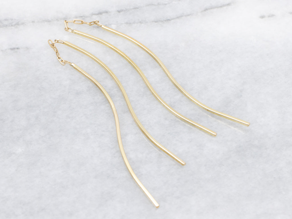 Minimalist Yellow Gold Curved Threader Earrings