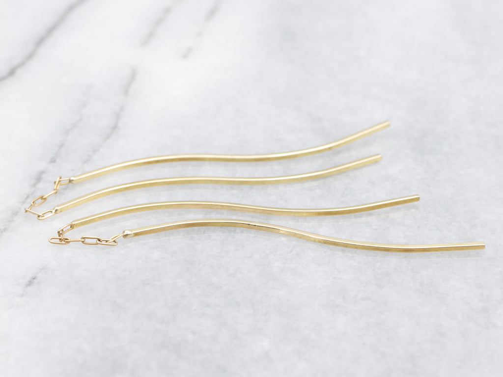 Minimalist Yellow Gold Curved Threader Earrings