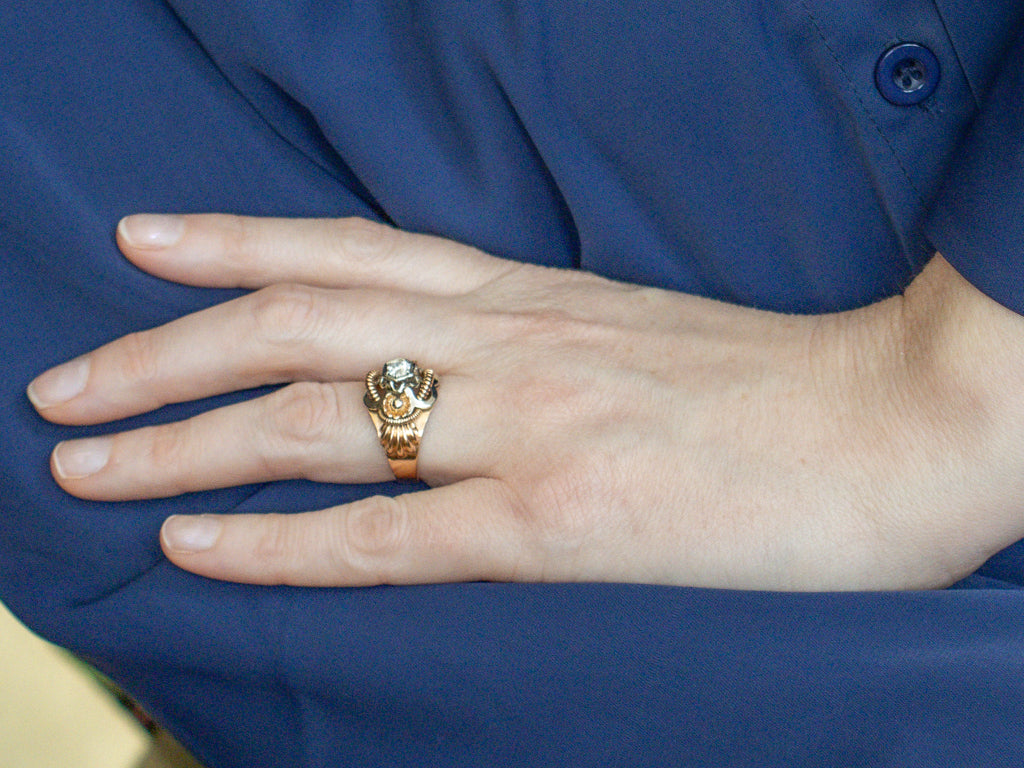 Retro-Era Old Mine Cut Diamond Two-Tone Gold Statement Ring