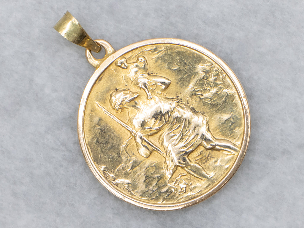 St. Christopher Patron Saint of Travelers Gold Religious Medallion