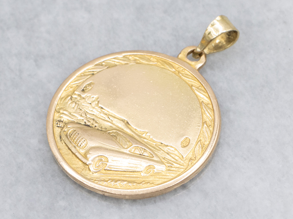 St. Christopher Patron Saint of Travelers Gold Religious Medallion