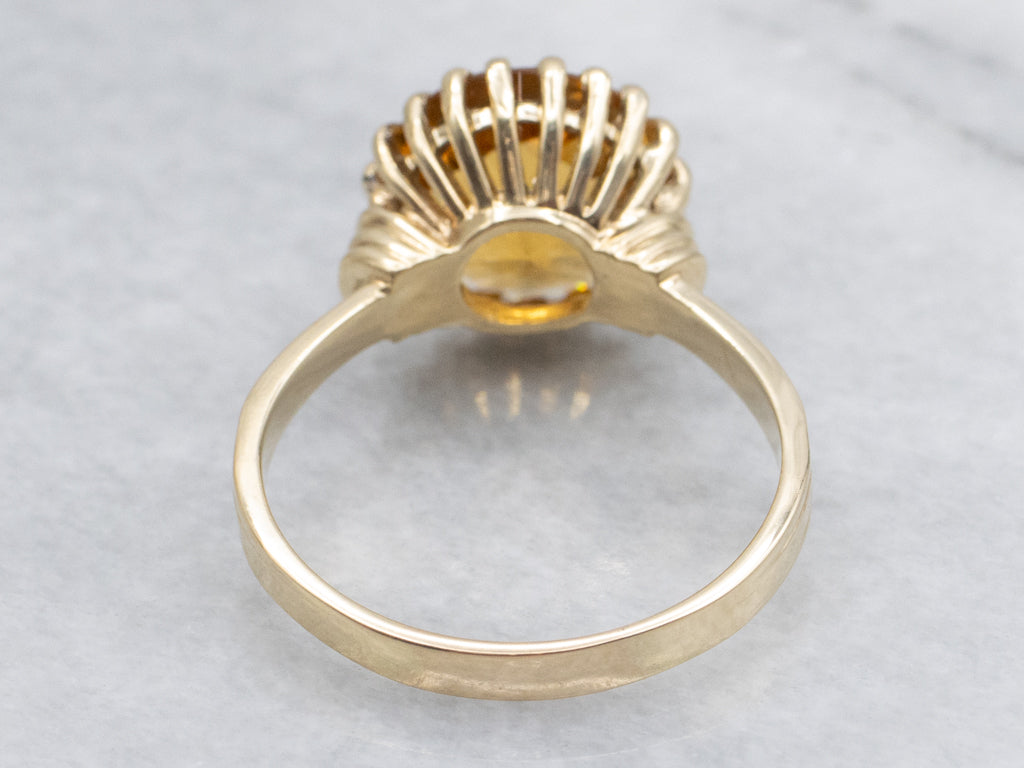 Vintage Gold Multi-Prong Citrine Solitaire Ring