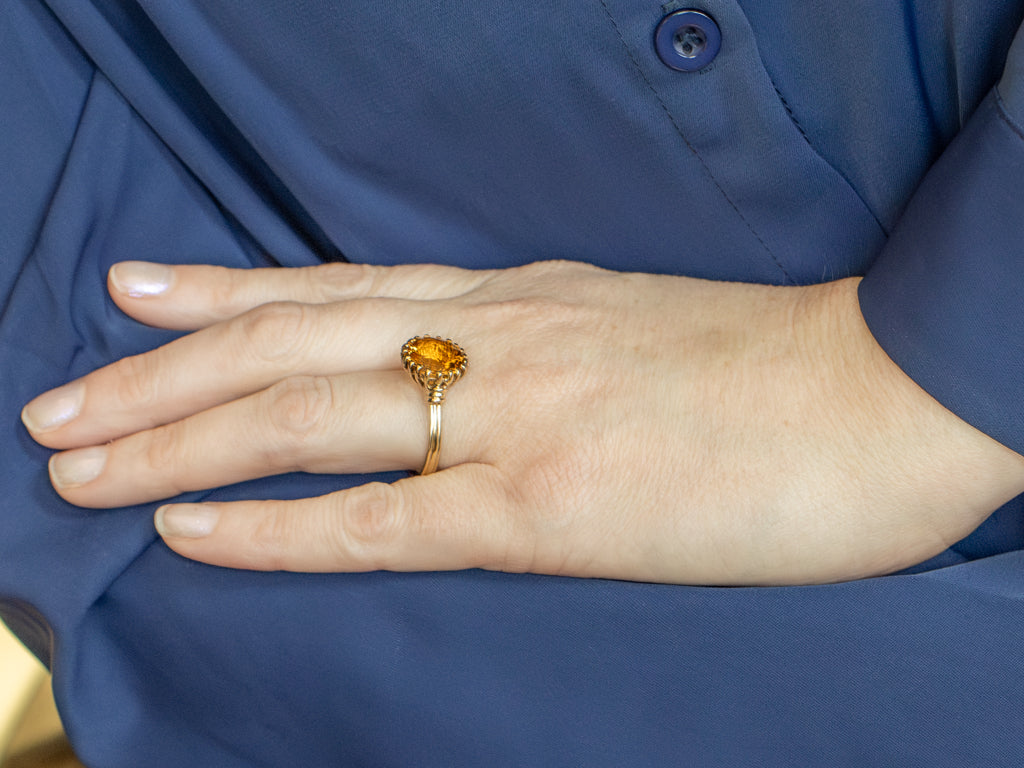 Vintage Gold Multi-Prong Citrine Solitaire Ring