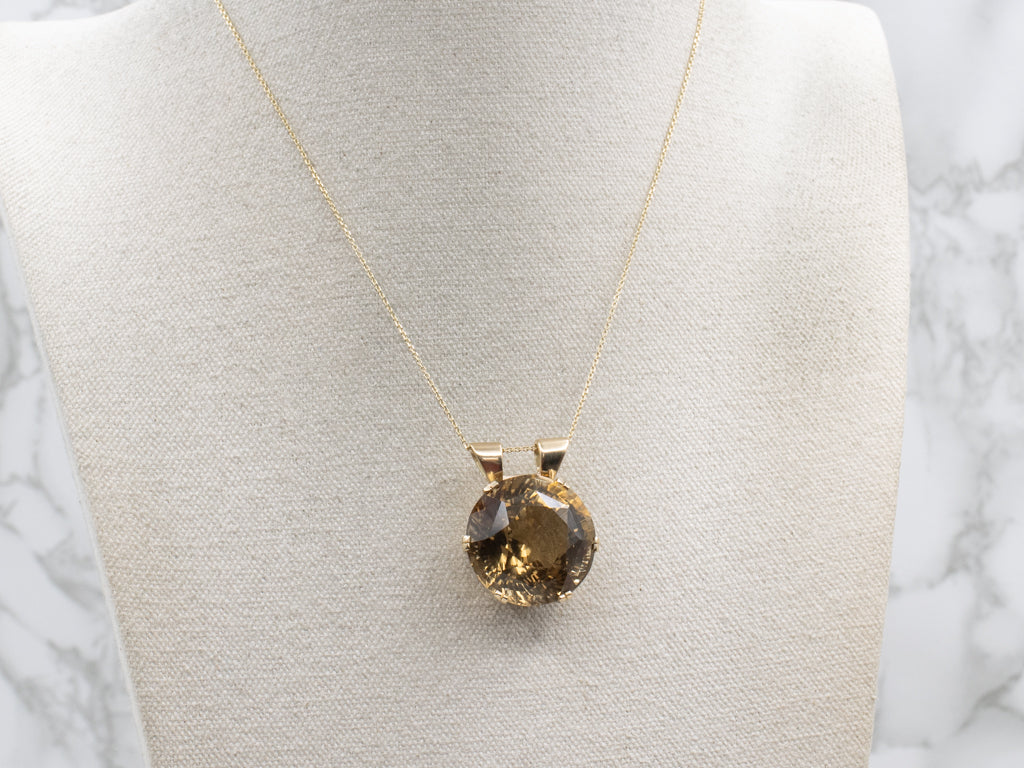 Oversized Citrine and Gold Cocktail Pendant