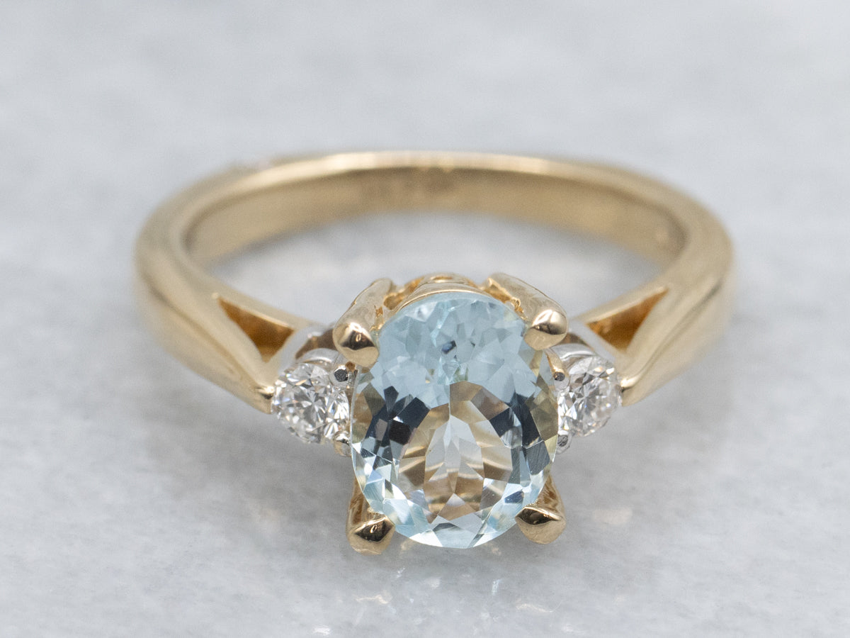Blue Topaz and Diamond Accent Yellow Gold Ring