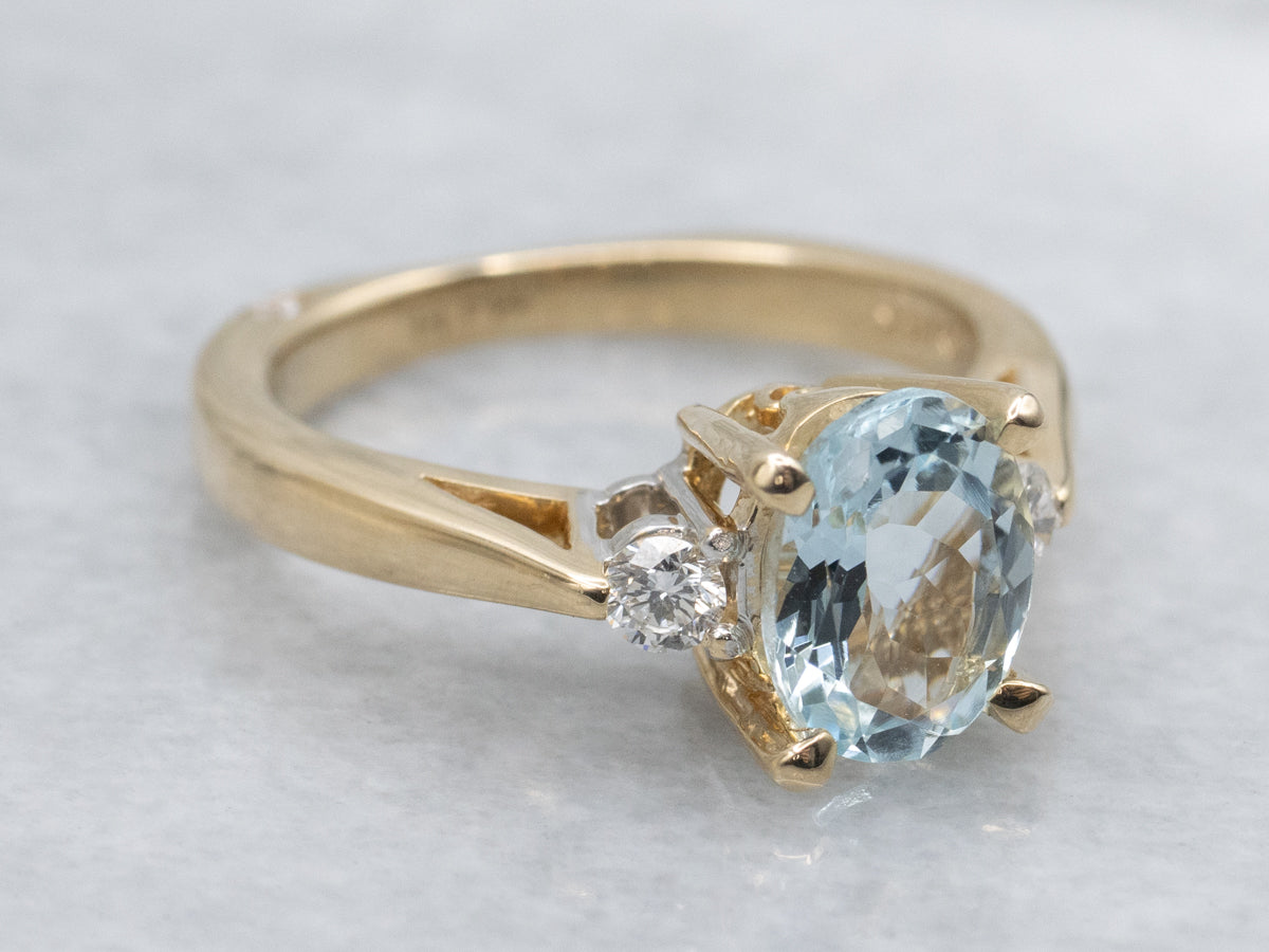 Blue Topaz and Diamond Accent Yellow Gold Ring