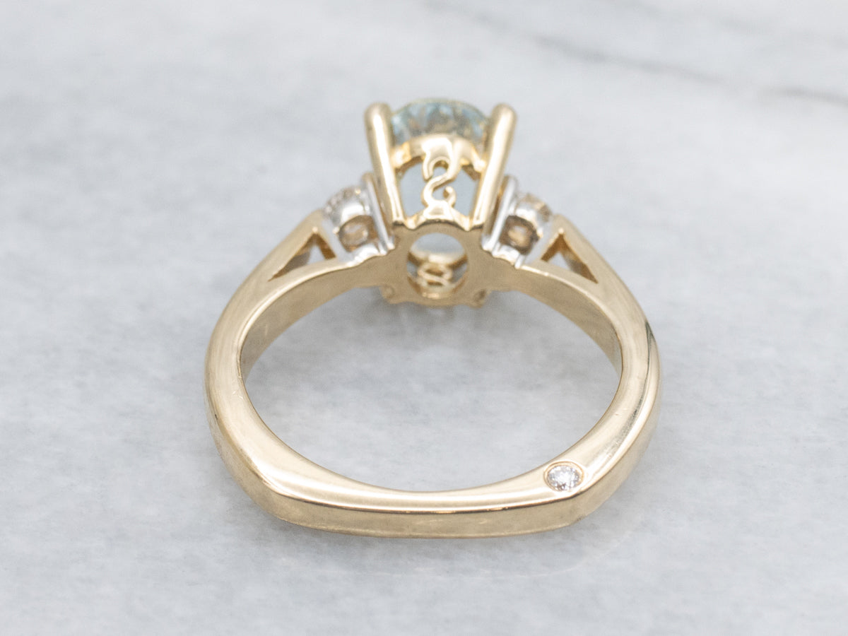 Blue Topaz and Diamond Accent Yellow Gold Ring