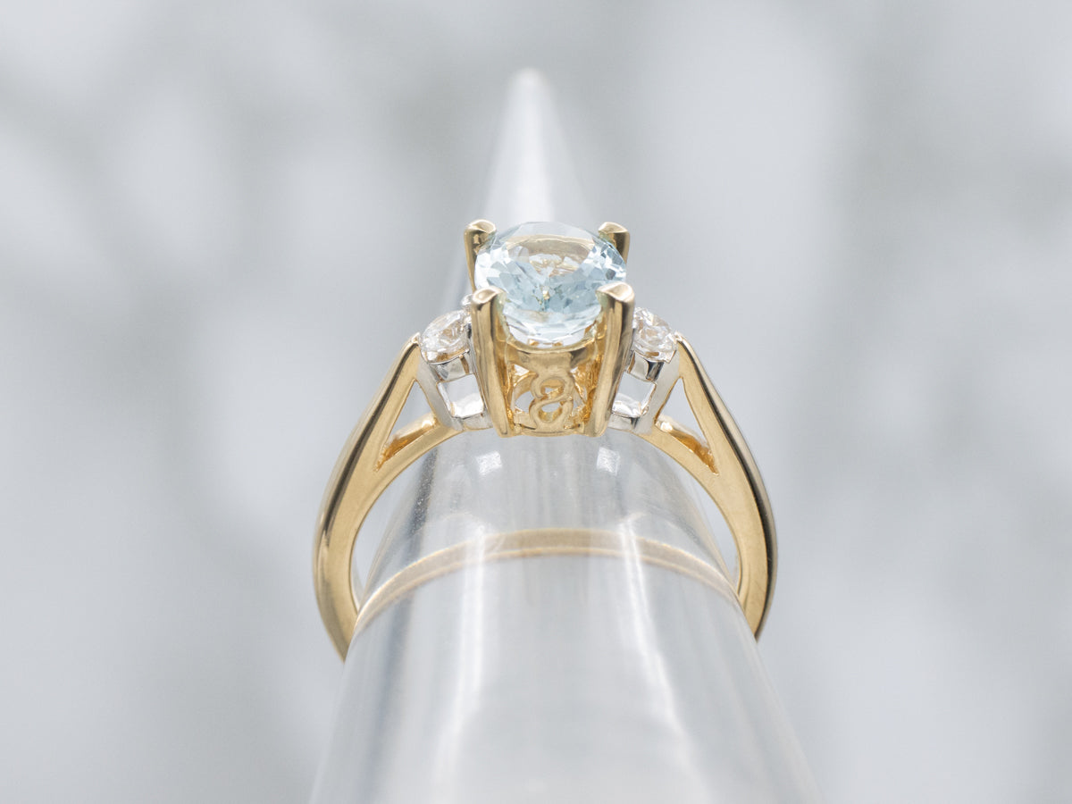 Blue Topaz and Diamond Accent Yellow Gold Ring