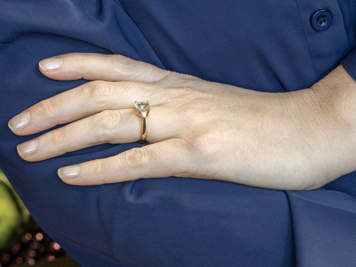 Blue Topaz and Diamond Accent Yellow Gold Ring