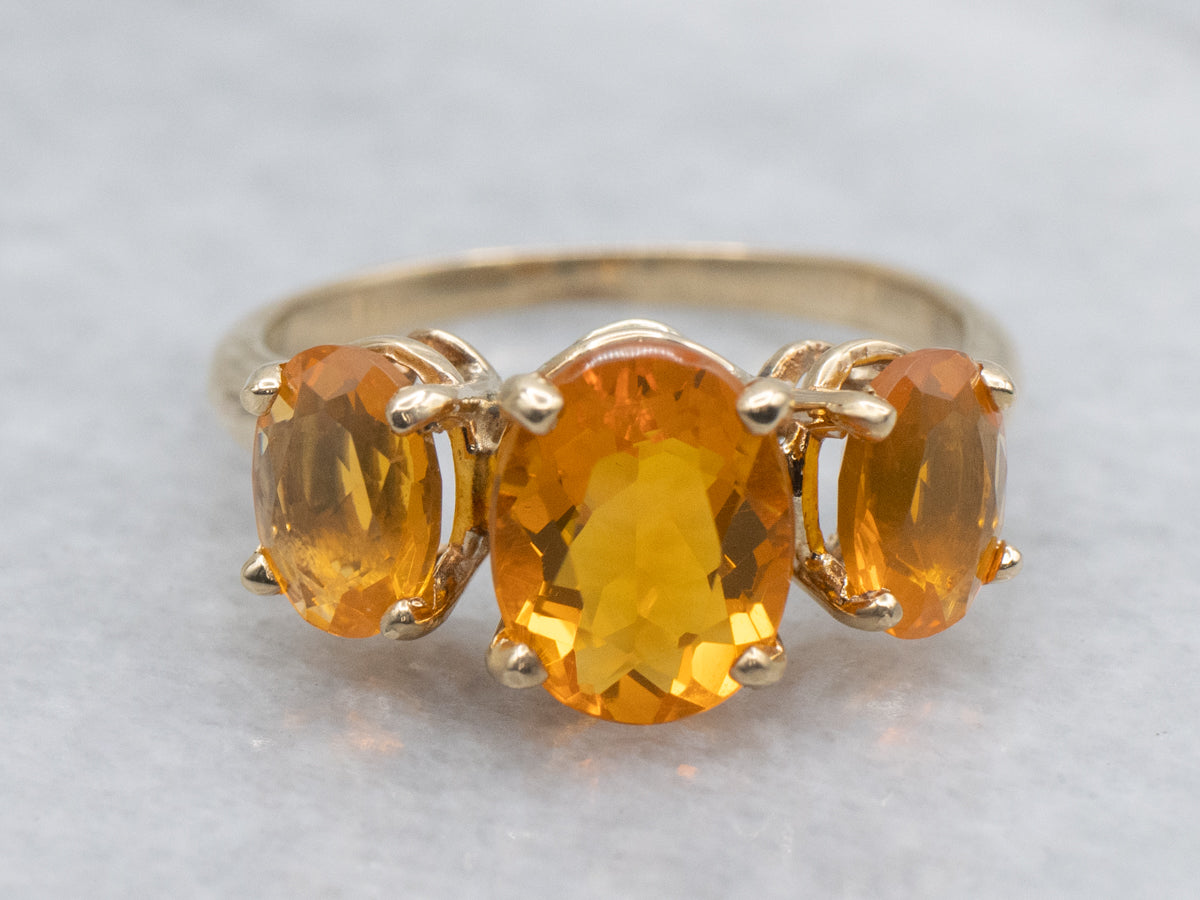 Triple Fire Opal and Gold Ring