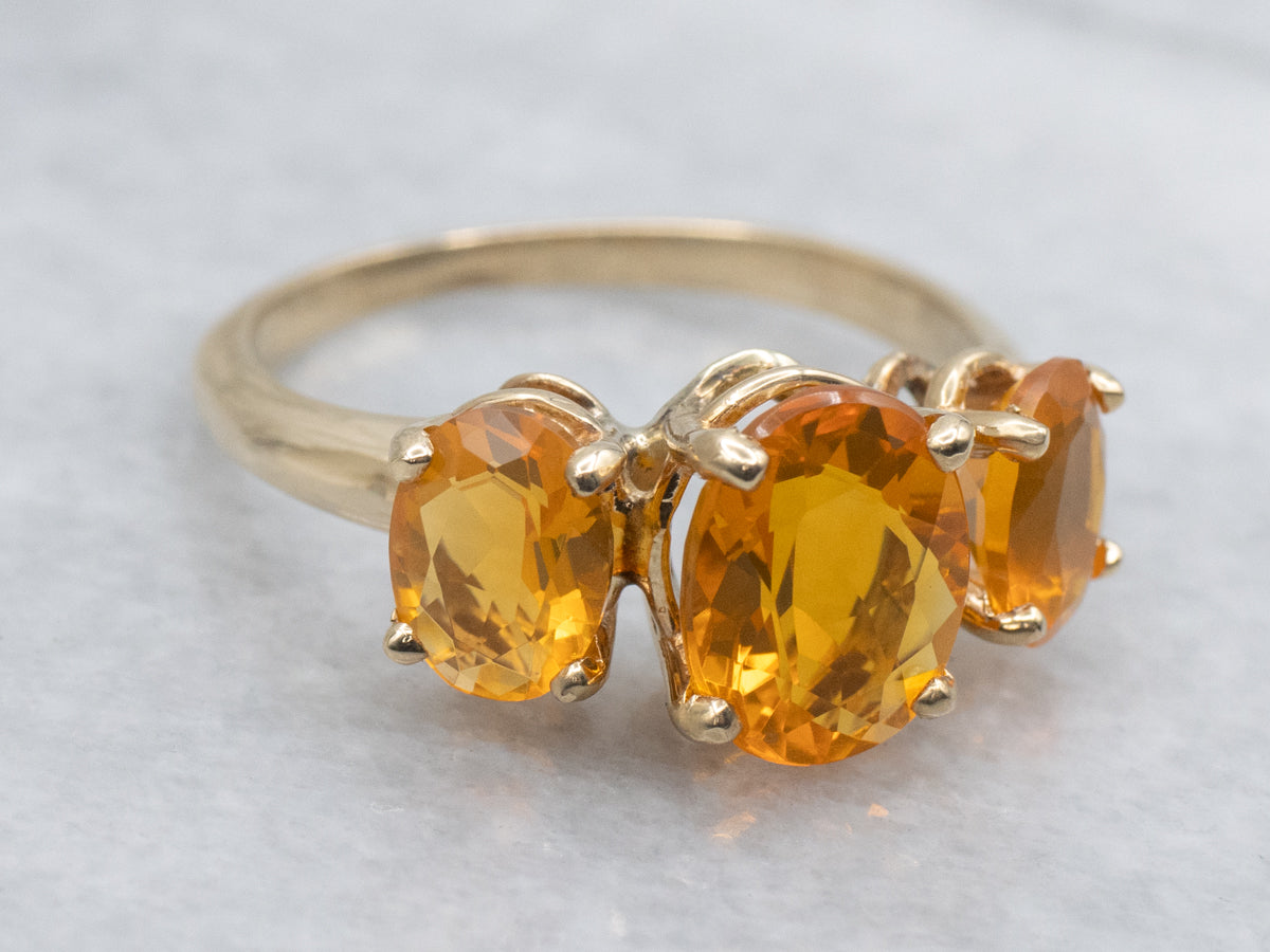 Triple Fire Opal and Gold Ring