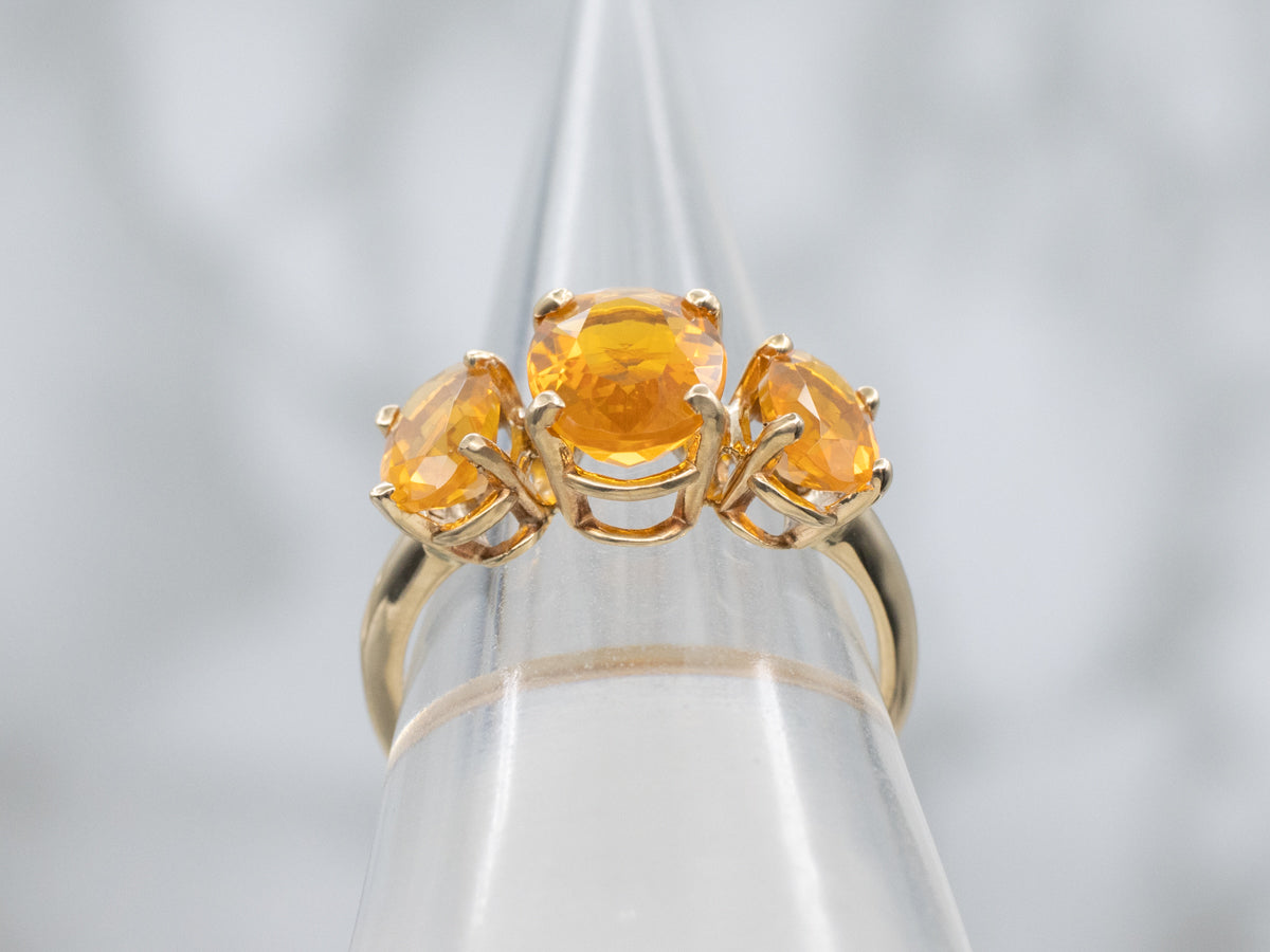 Triple Fire Opal and Gold Ring