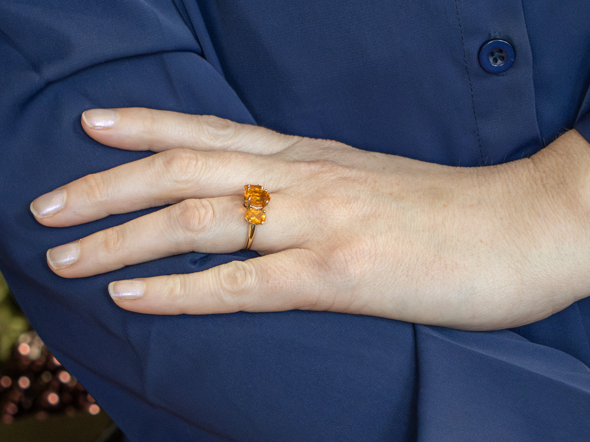 Triple Fire Opal and Gold Ring