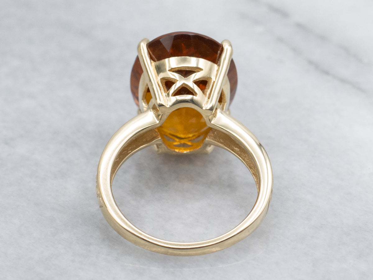 Citrine in Vintage Rope-Twist Gold Solitaire Setting