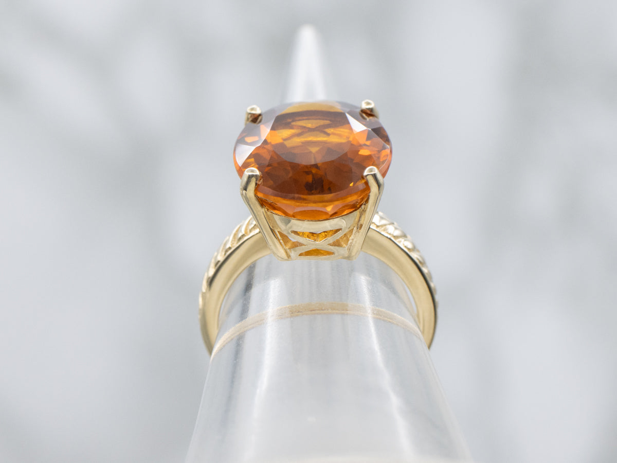 Citrine in Vintage Rope-Twist Gold Solitaire Setting