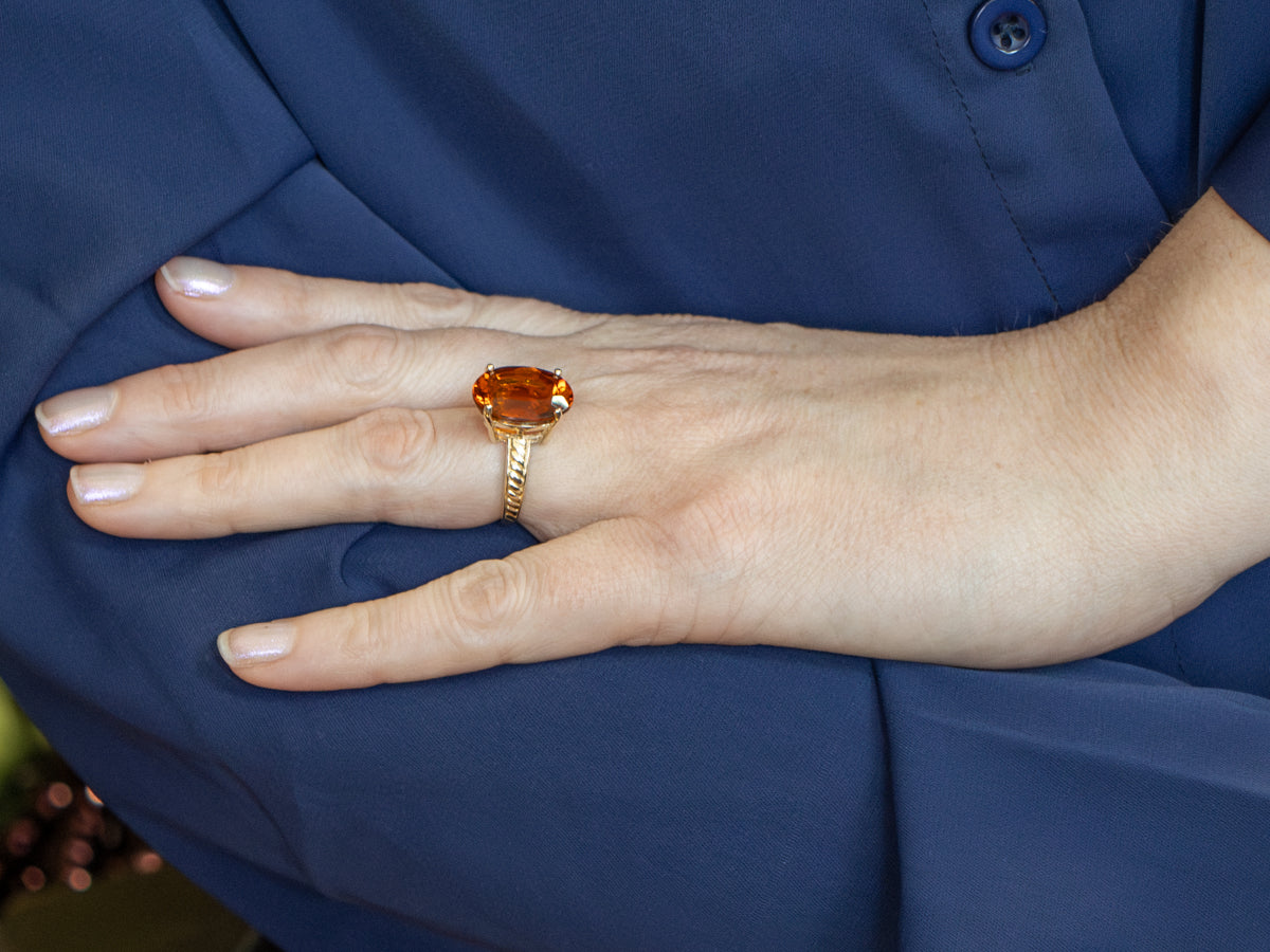 Citrine in Vintage Rope-Twist Gold Solitaire Setting