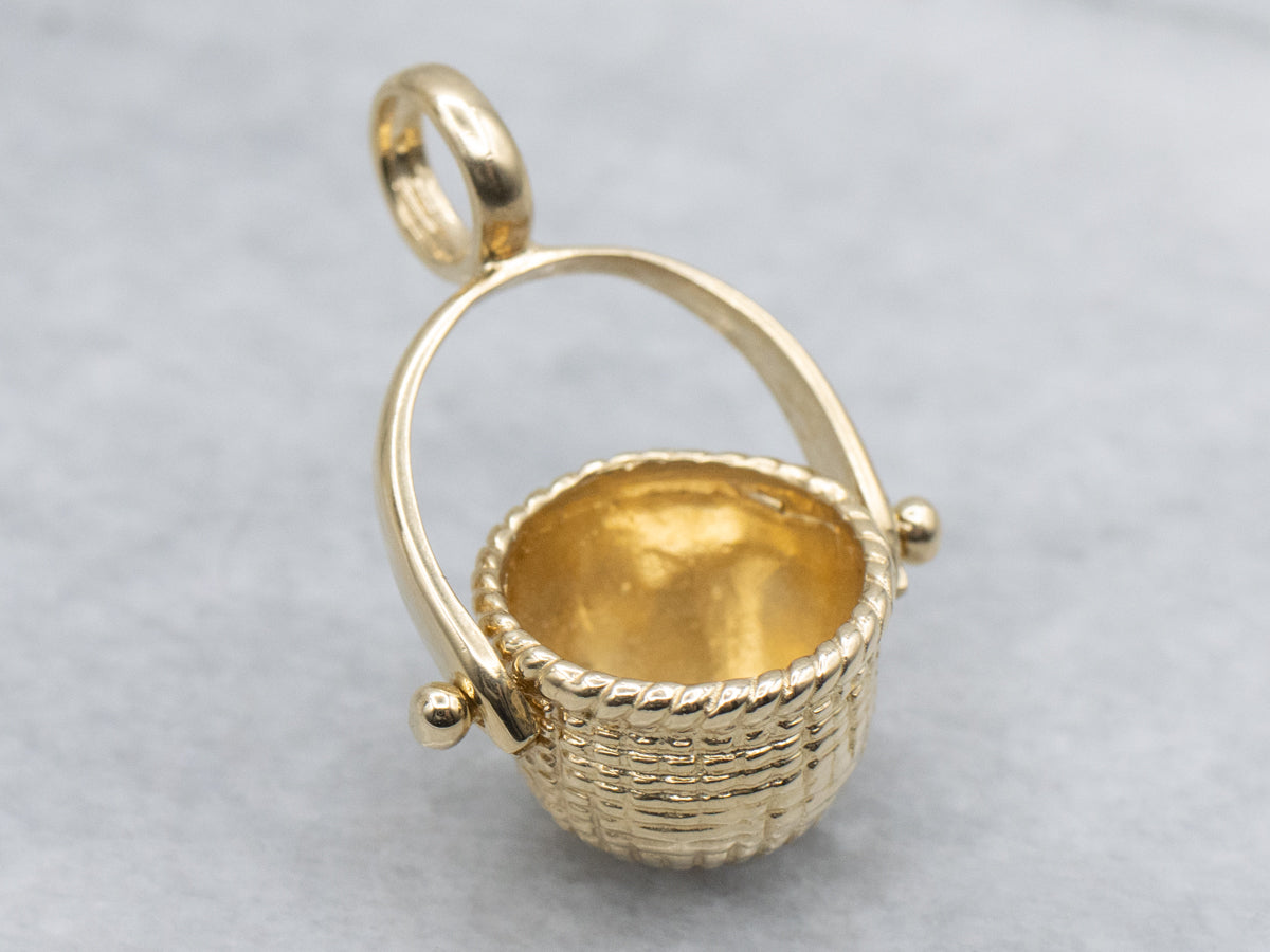 Yellow Gold Nantucket Basket Charm Pendant