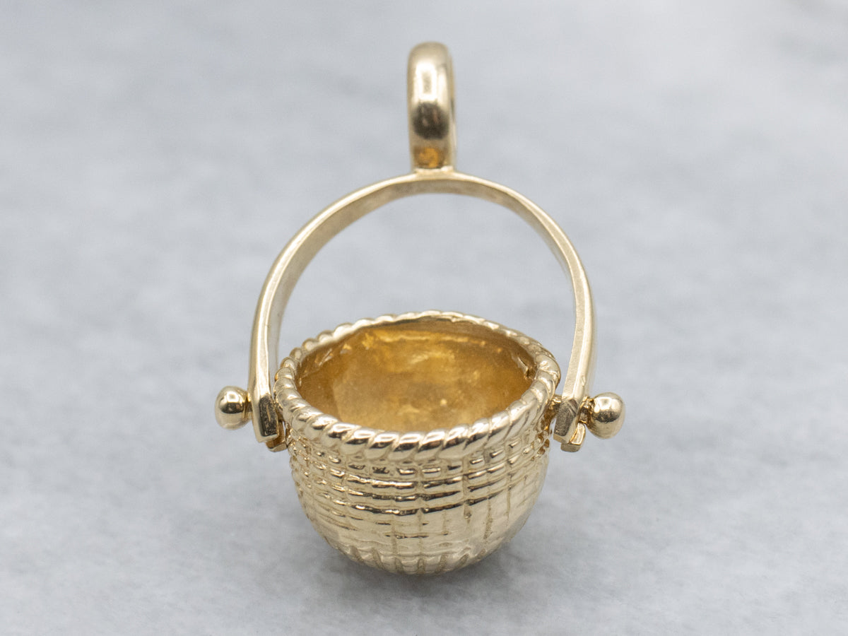 Yellow Gold Nantucket Basket Charm Pendant