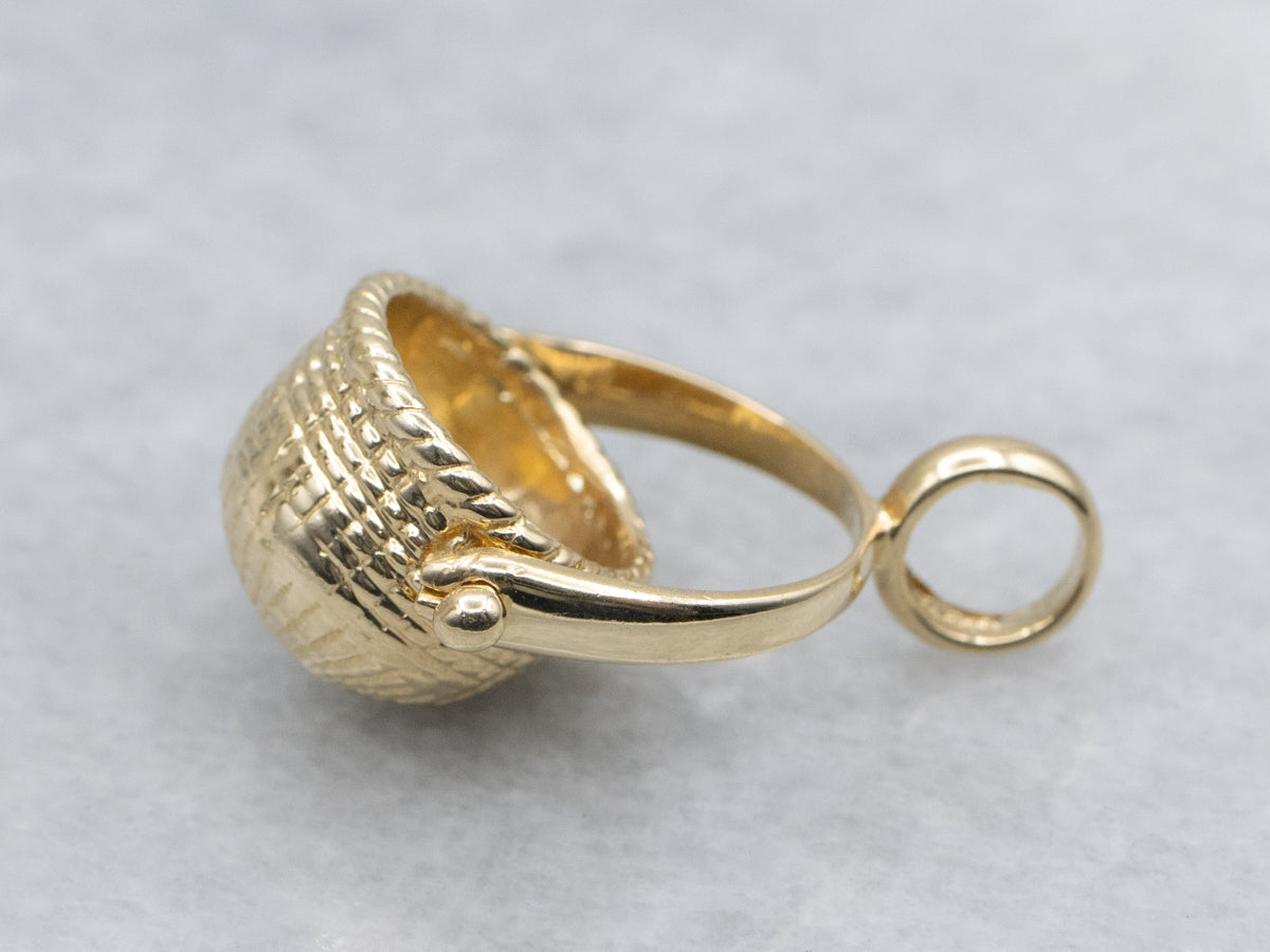 Yellow Gold Nantucket Basket Charm Pendant